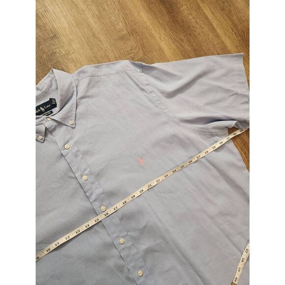 Polo ralph lauren Linen blend 3XLT TALL Blue Mens button up shirt Pink Pony SS - Picture 6 of 10